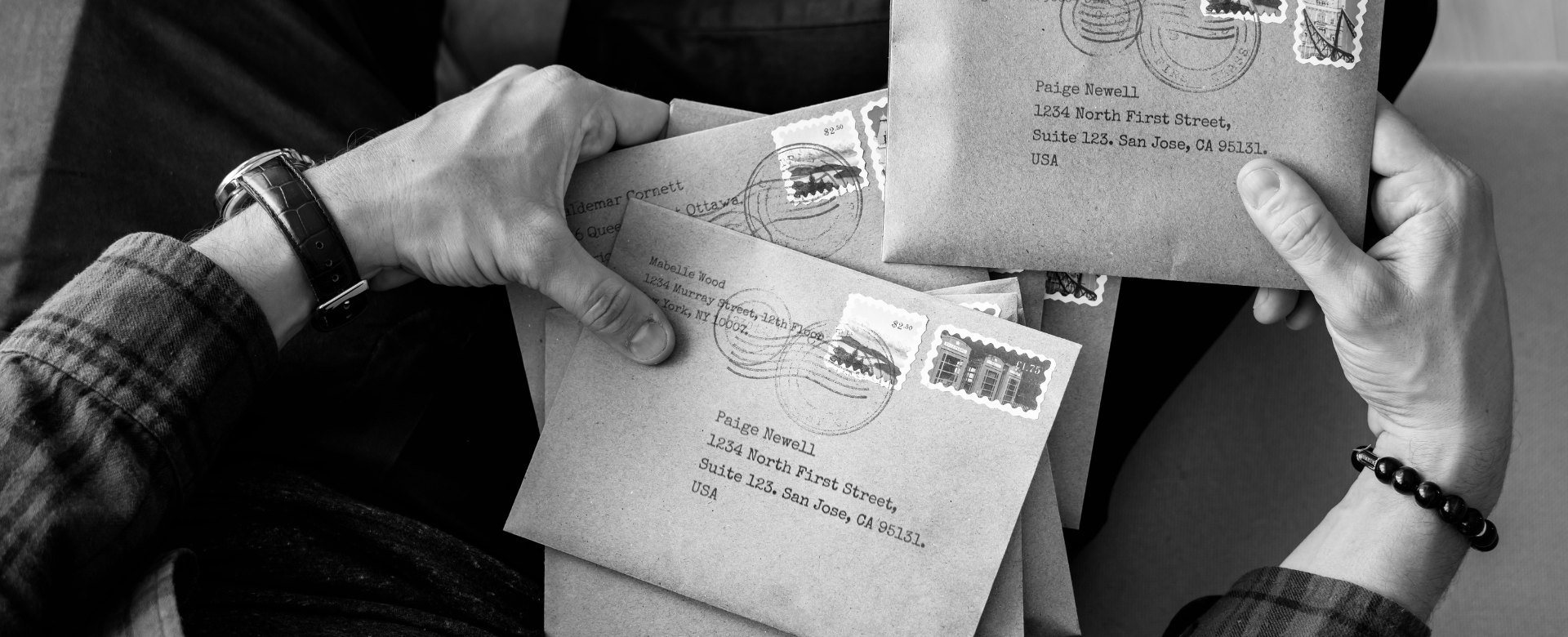 Mail being sorted and prepared for forwarding at the Your Best Address office in Sioux Falls